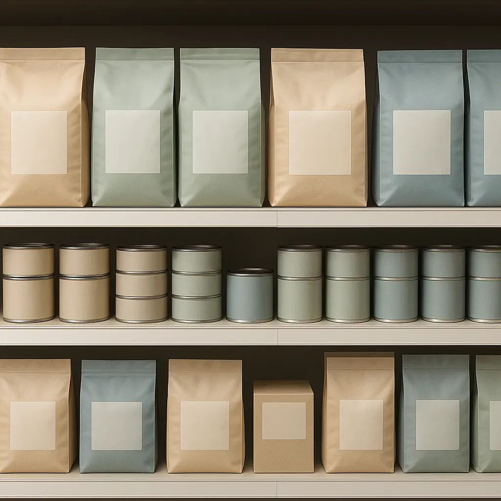 Regal mit Hunde- und Katzenfutter